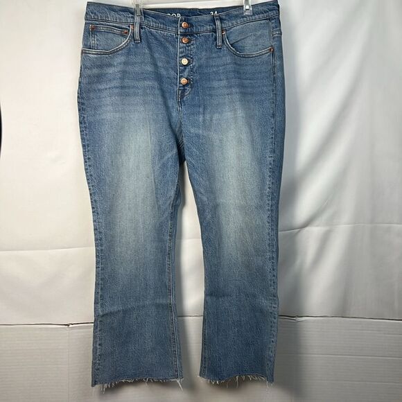 J. Crew BF707 Button Fly Demi Boot Cut Cropped Jeans size 34 - Picture 2 of 15